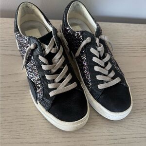 Dolce Vita Black Glitter Panel Low-Top Sneakers